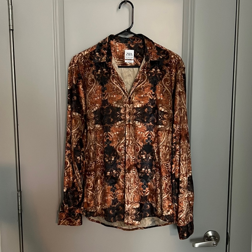 Men’s Zara Velvet Retro Button Down
